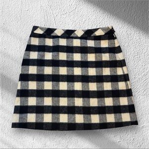 Brooks Brothers Red Fleece Blue and White Checkered Wool Skirt Size 10